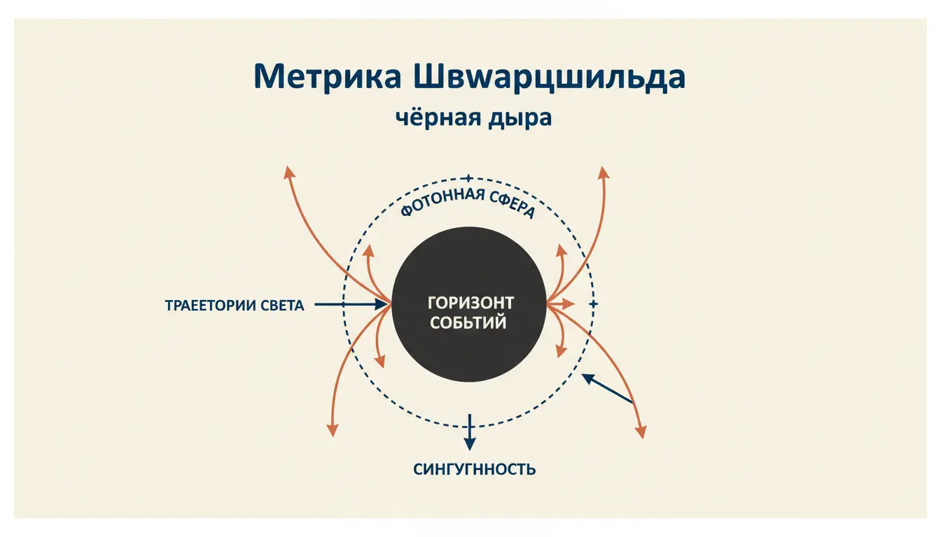 Метрика Шварцшильда чёрной дыры: разбор и формулы