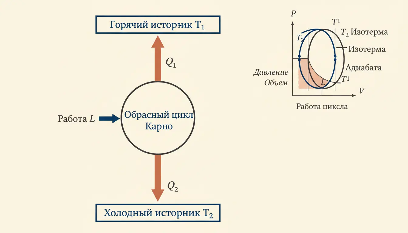 Обратный цикл Карно: холодильный коэффициент и его расчёт