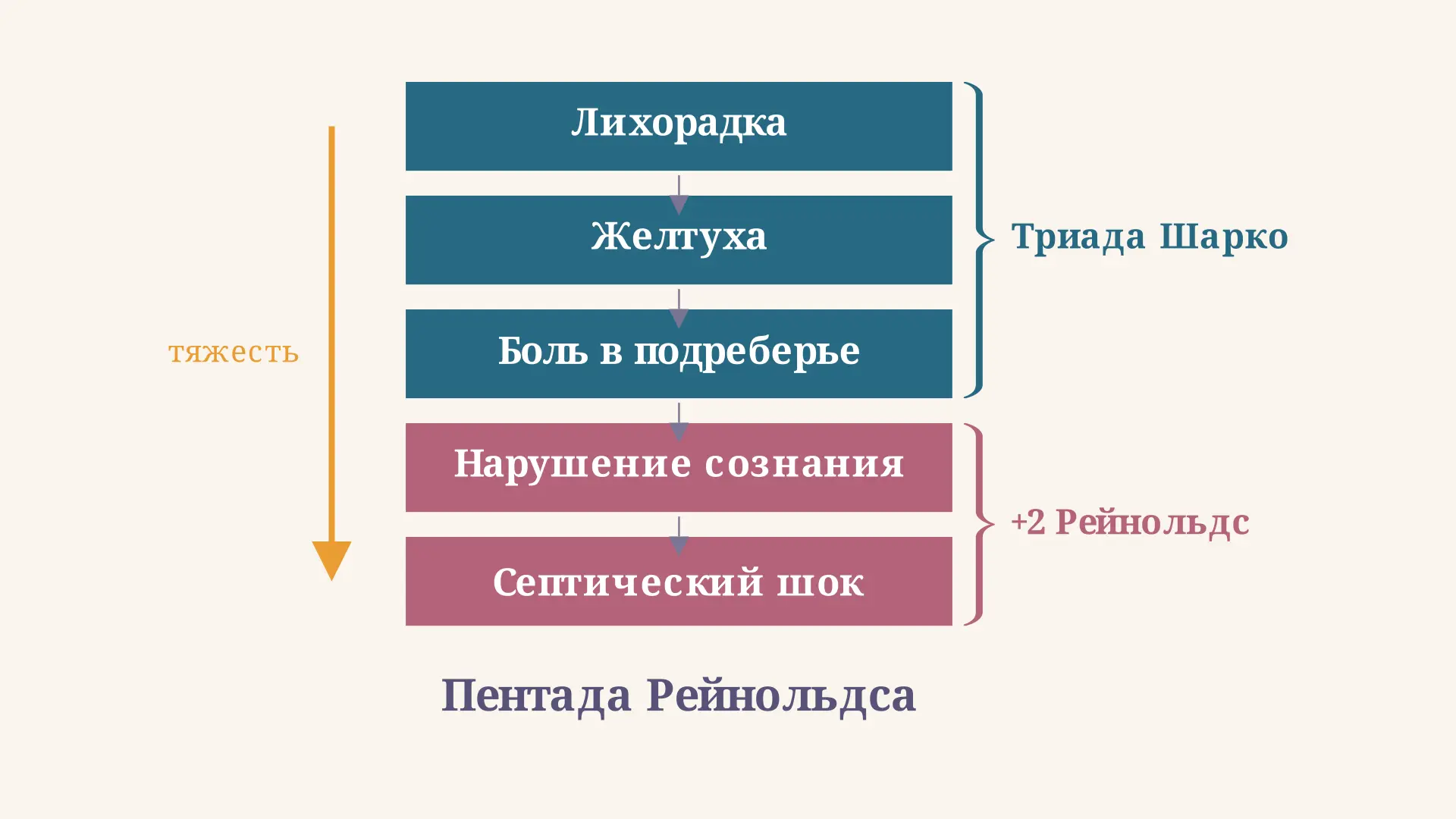 Пентада Рейнольдса: признаки и тактика при холангите