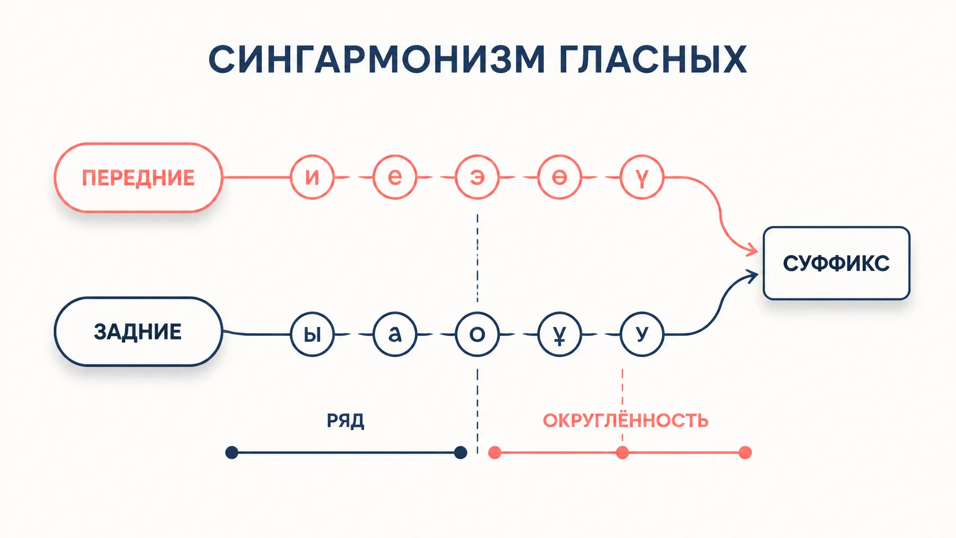 Сингармонизм гласных: небная и губная гармония