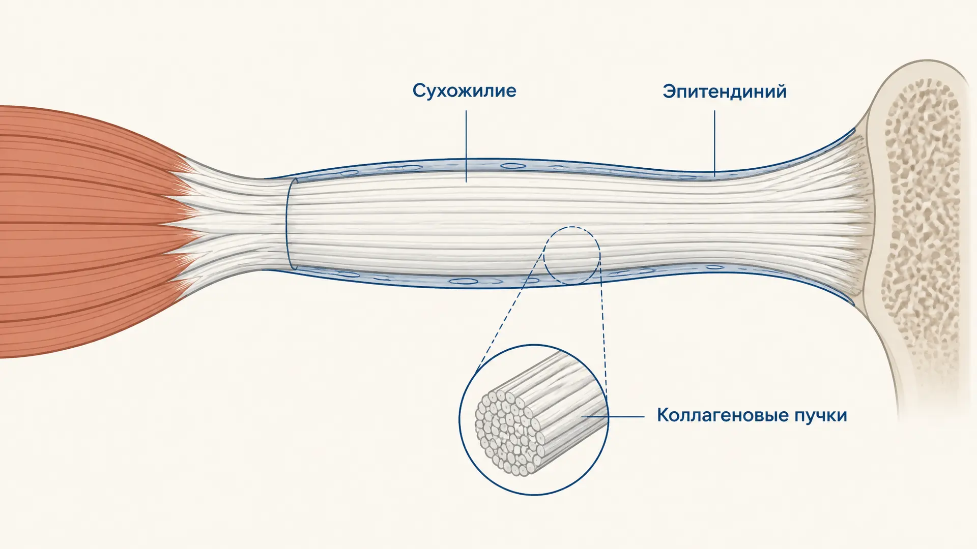 Строение сухожилия: пучки, клетки и энтезис