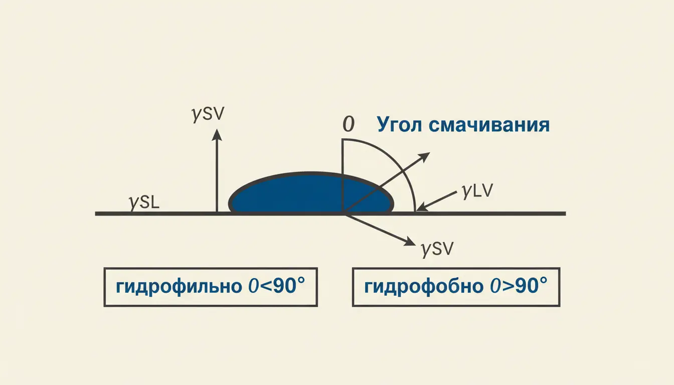 Угол смачивания и гидрофобность: как связаны