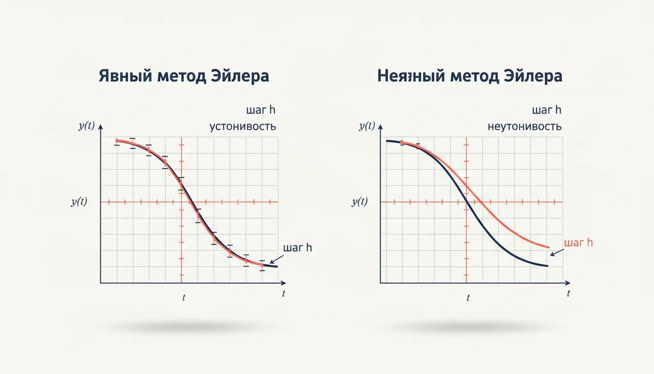 Явный и неявный метод Эйлера: устойчивость и выбор шага