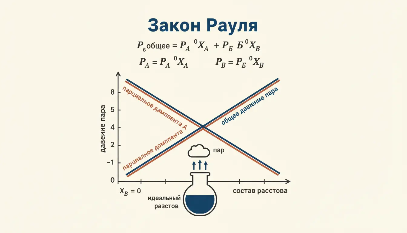 Закон Рауля: идеальный раствор и давление пара