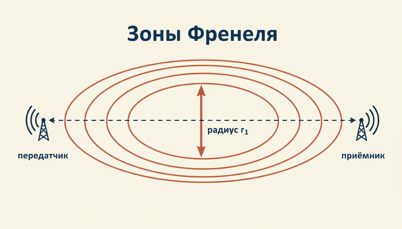 Зоны Френеля: радиус, формула и расчёт для радиолинии