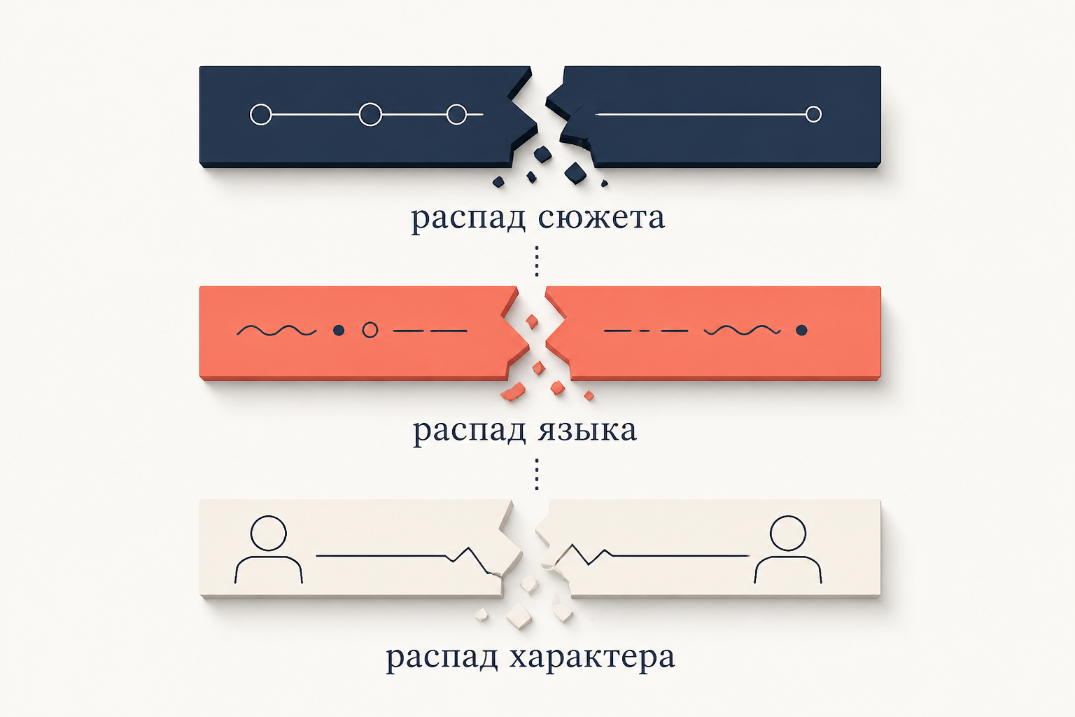 Схема структуры театра абсурда: распад сюжета, языка и характера