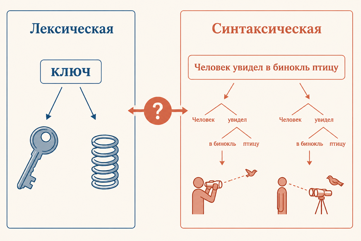 Амфиболия как развилка смысла: одна фраза ведёт к двум вариантам толкования