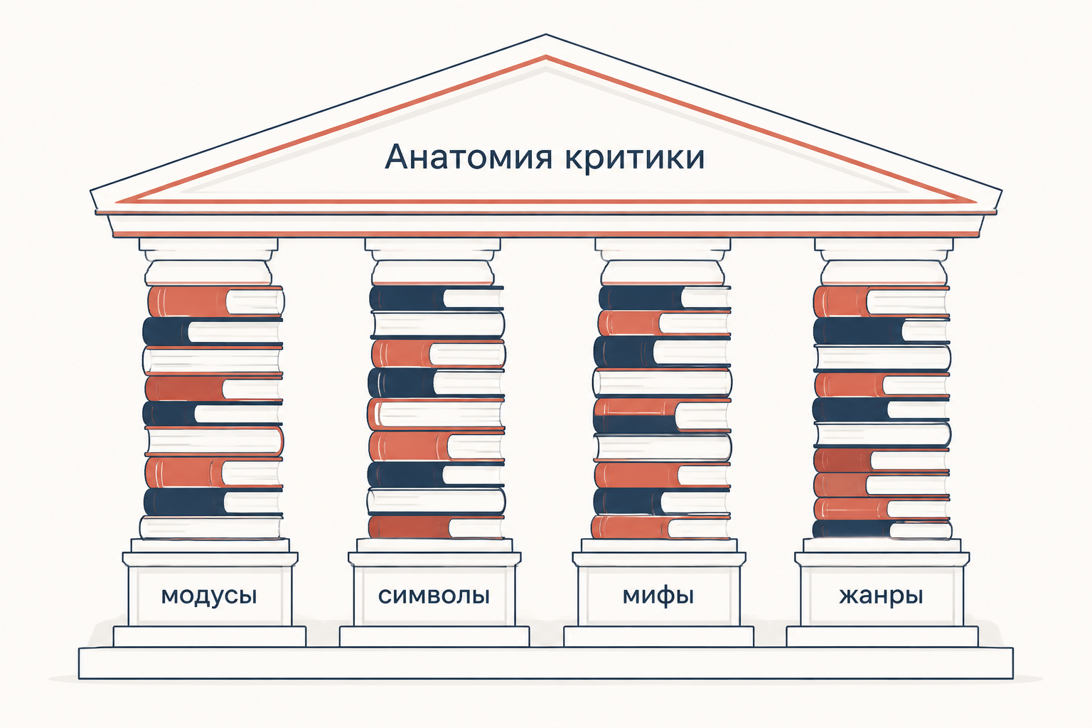 Четыре колонны книги Фрая: модусы, символы, мифы и жанры держат общий свод «Анатомии критики»