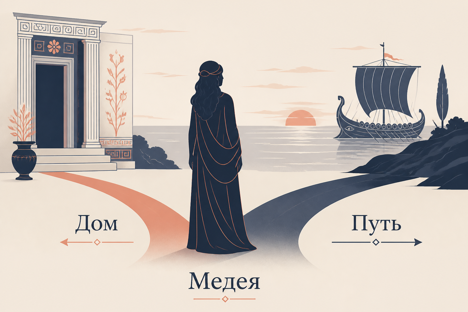 Медея выбирает между домом и плаванием с Ясоном: внутренний конфликт героини