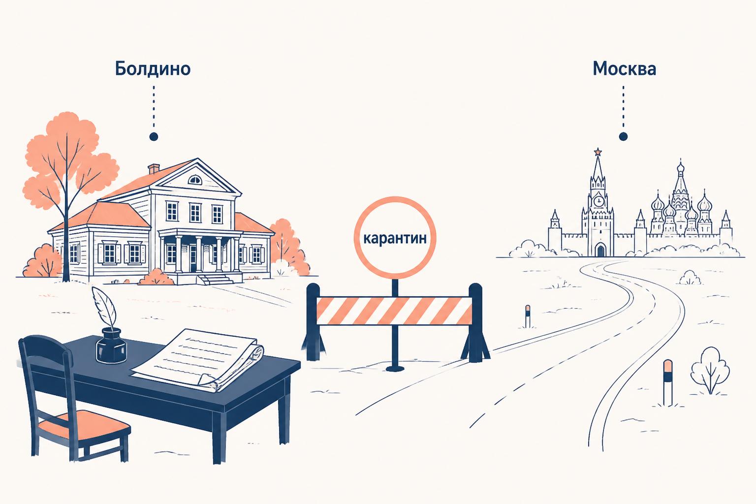 Карантин отделяет усадьбу Болдино от дороги в Москву