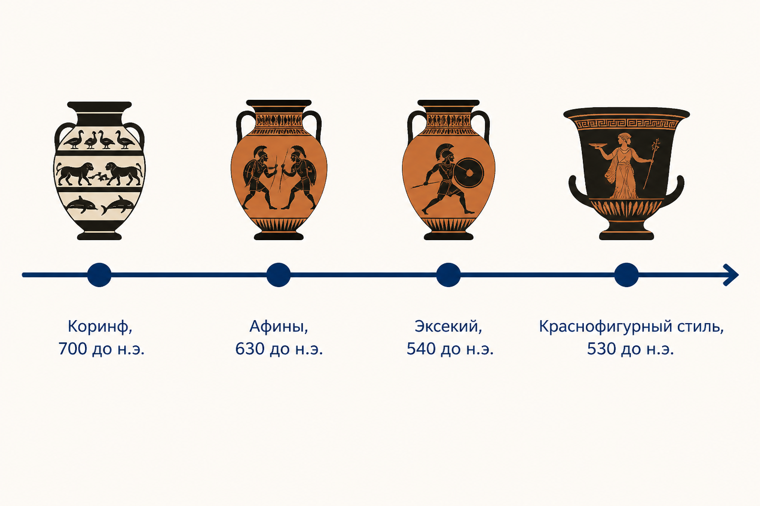 Хронология чернофигурной вазописи: Коринф, Афины, Эксекий и вытеснение краснофигурным стилем