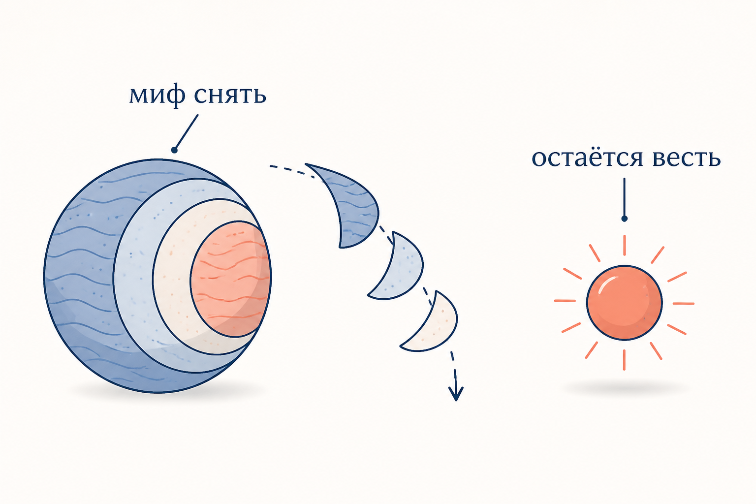 Схема демифологизации: мифологическая оболочка снимается, остаётся керигма