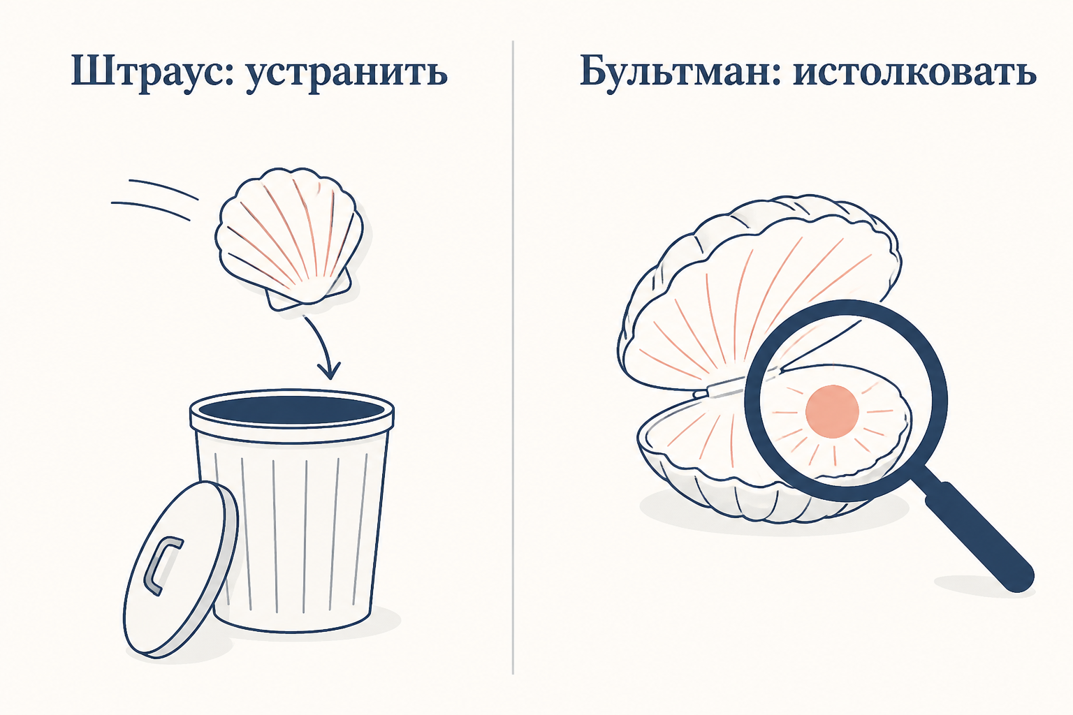 Сравнение подходов: Штраус устраняет миф, Бультман его истолковывает