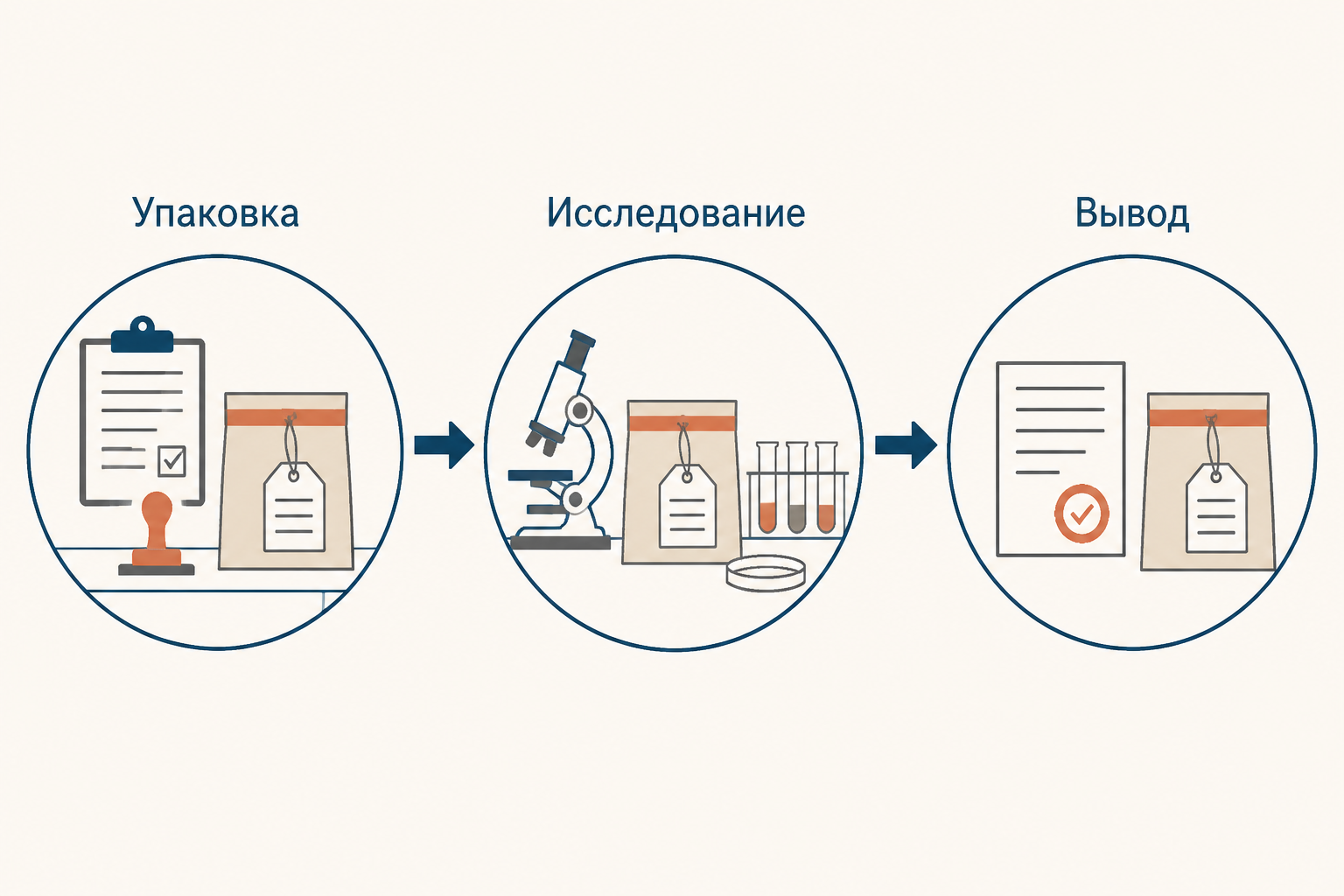 Схема пути объекта от упаковки к заключению