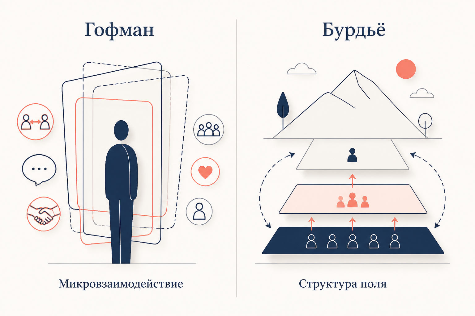 Сравнение подходов Гофмана и Бурдьё к анализу социальных ситуаций