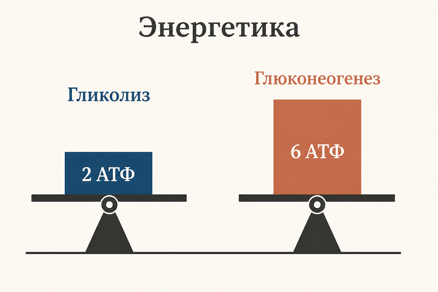 Энергетический баланс: сравнение гликолиза и глюконеогенеза