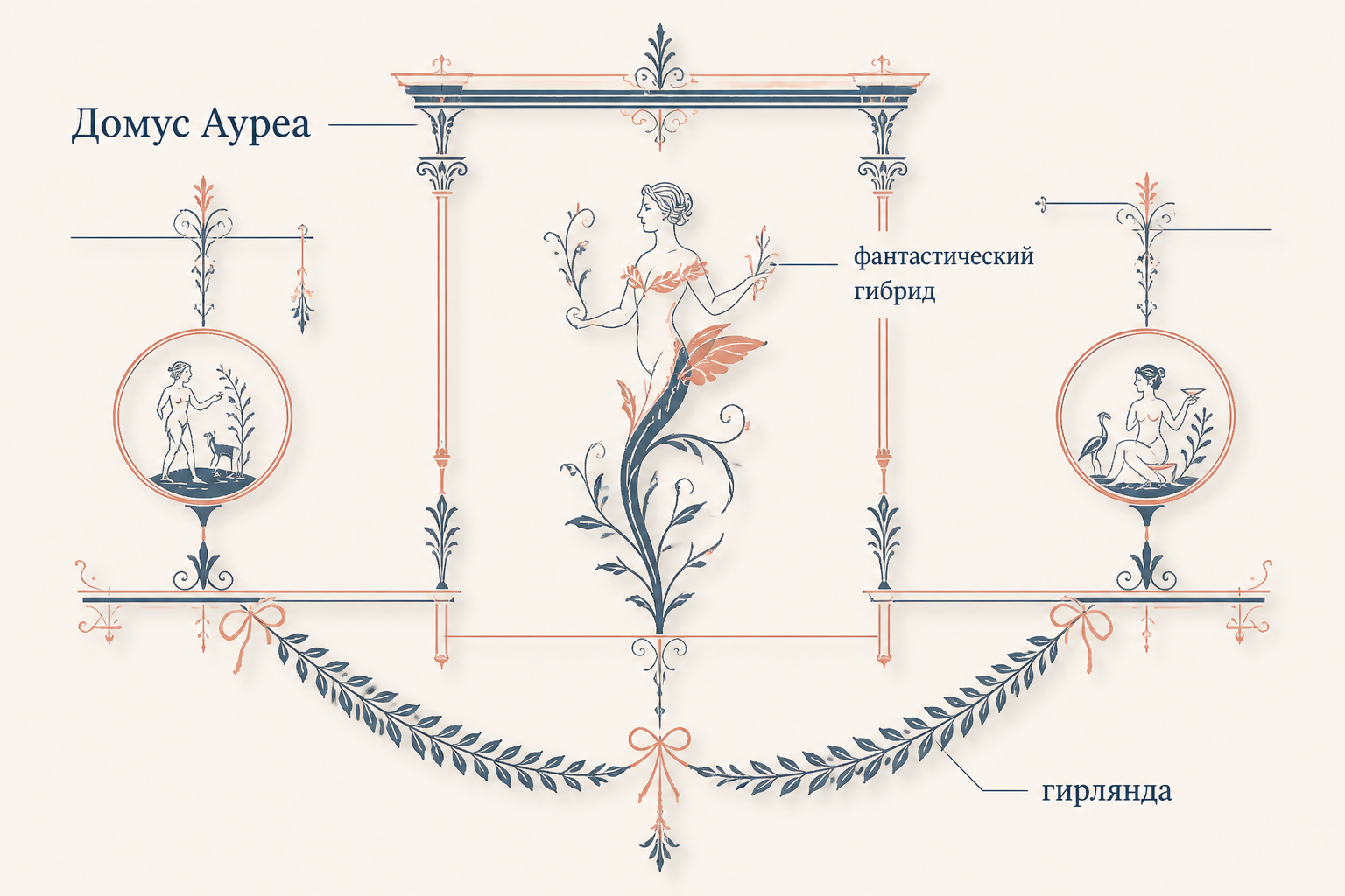 Фрагмент росписи Domus Aurea: характерные мотивы