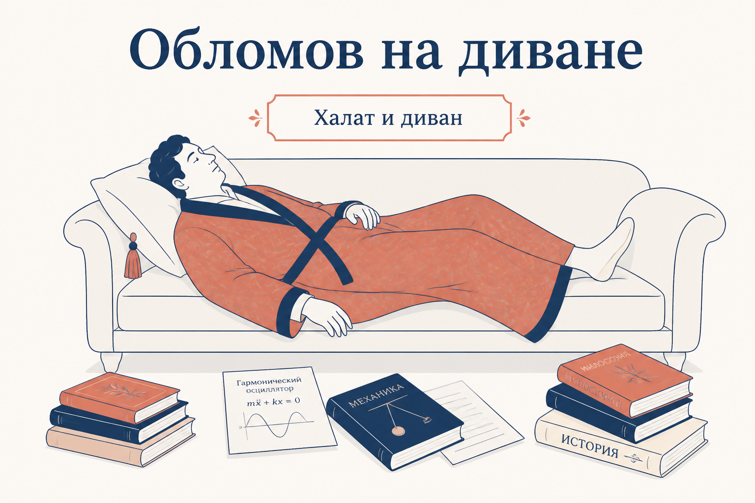 Обломов в халате на диване - художественная деталь