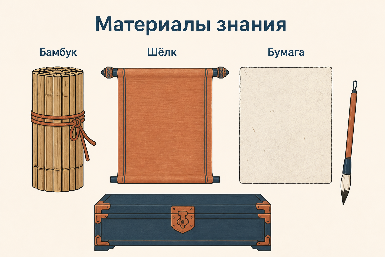 Кисти, бамбуковые планки и лист бумаги как три уровня хранения знания в ханьском архиве