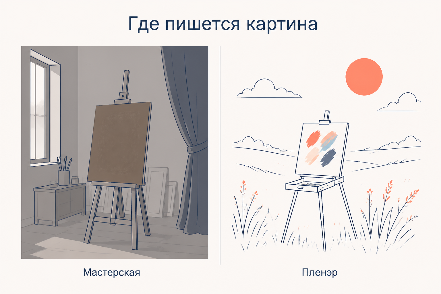 Приглушённый свет мастерской и работа на пленэре: смена условий письма