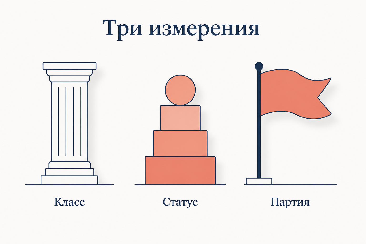 Три измерения неравенства по Веберу: собственность и квалификация, престиж и образ жизни, организованная власть
