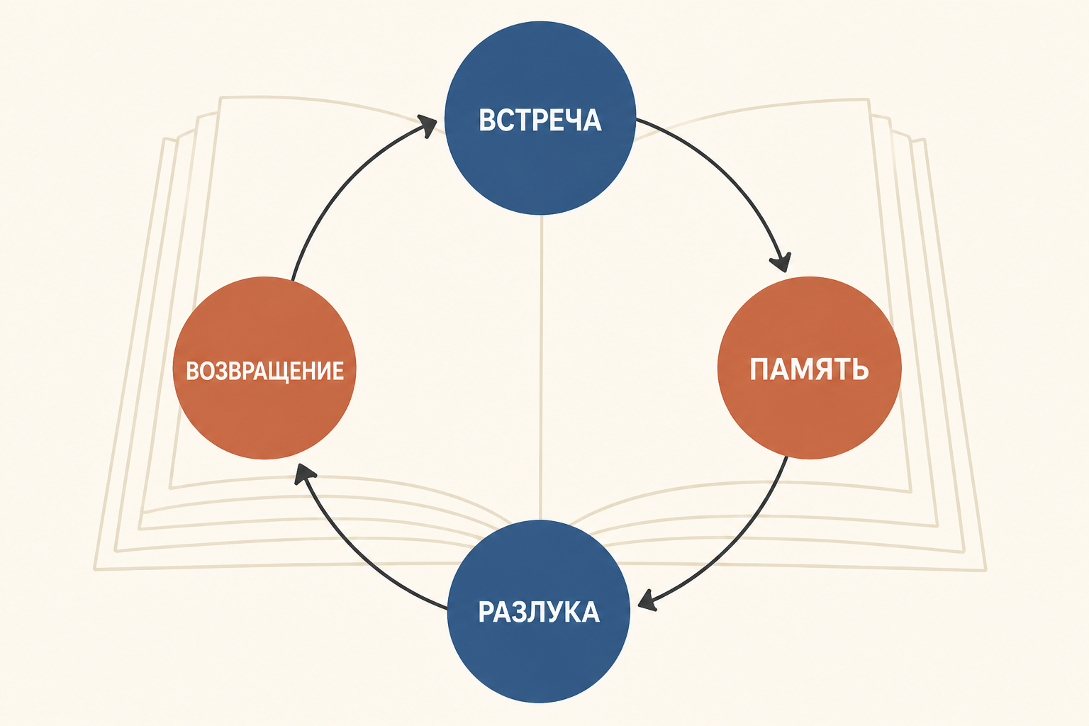 Мотивная сеть цикла: встреча переходит в память, память возвращается к разлуке