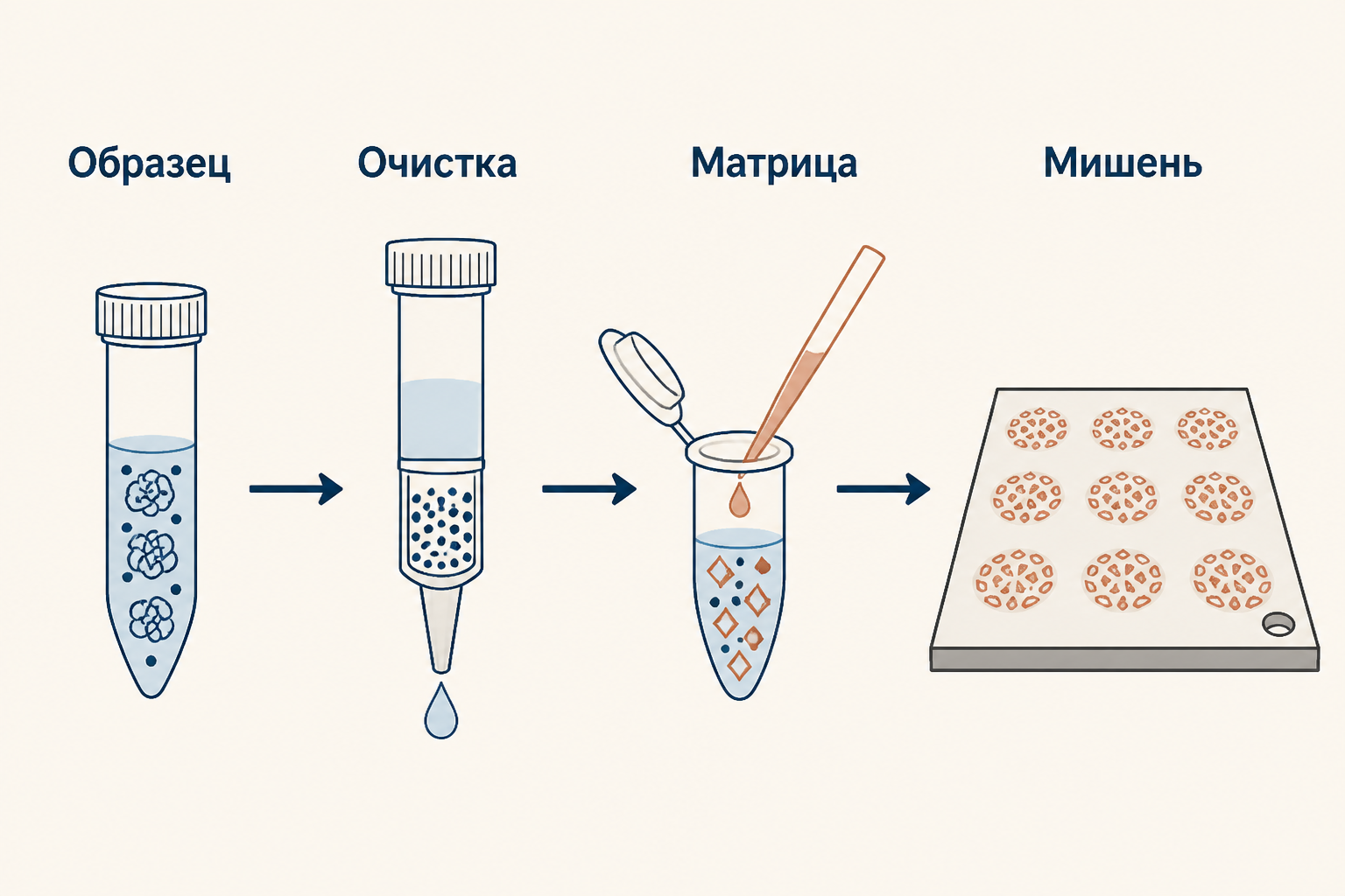 Пробоподготовка MALDI: схема этапов