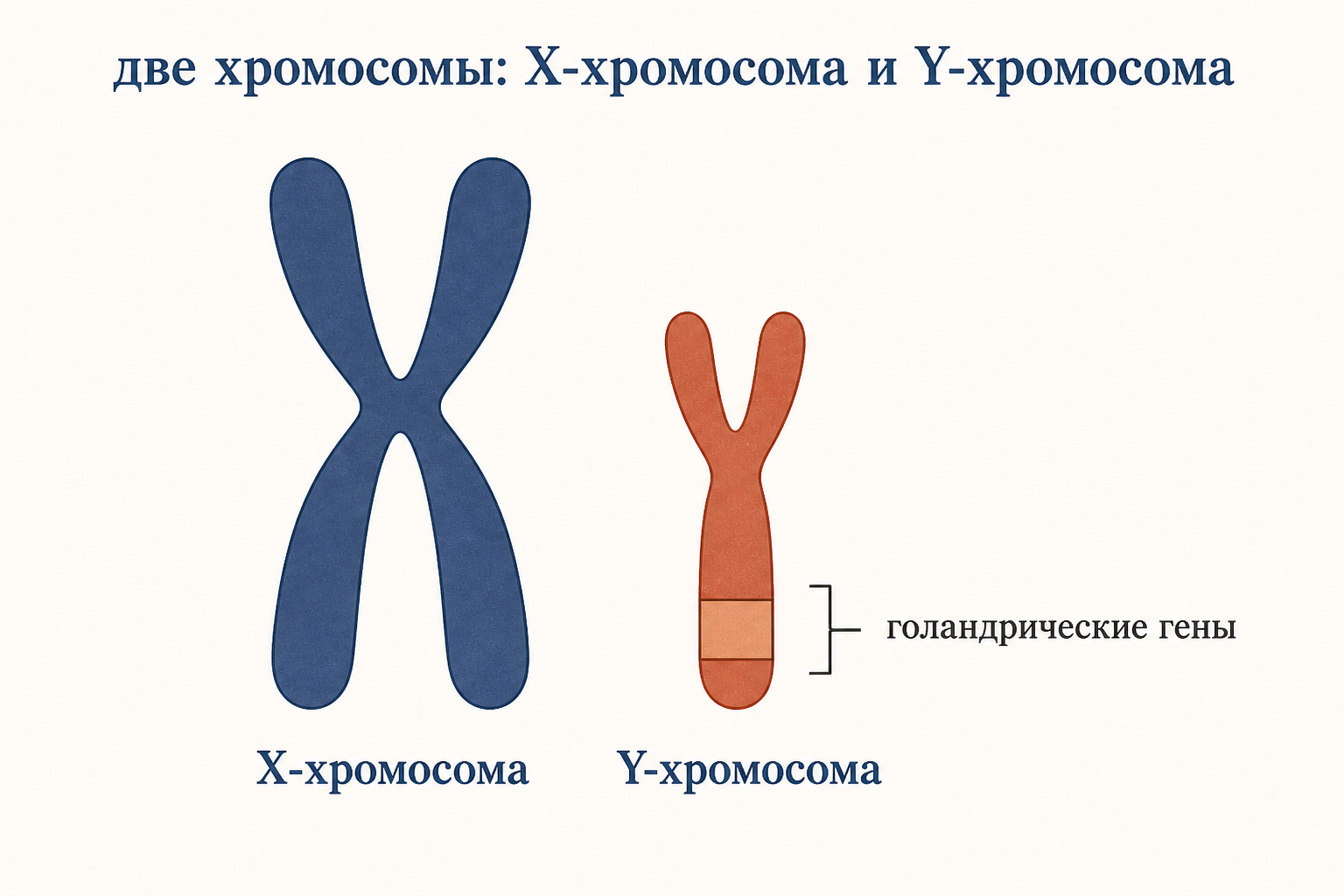 Схема половых хромосом X и Y с областью голандрических генов