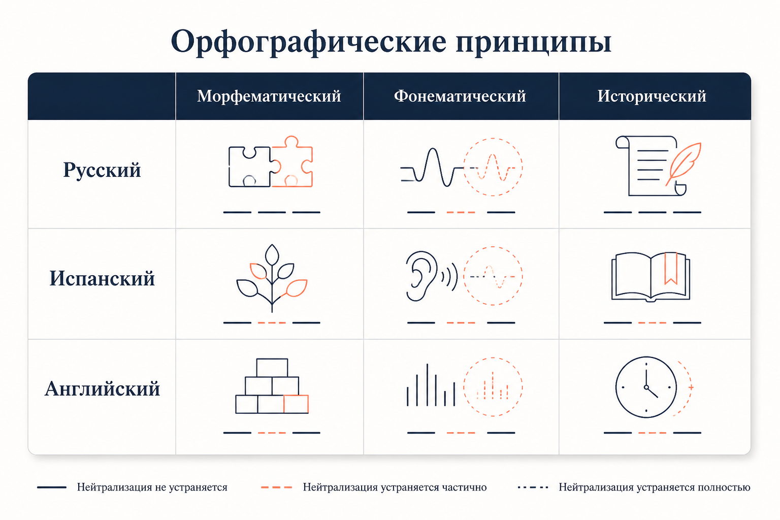 Орфографические принципы и нейтрализация в разных языках