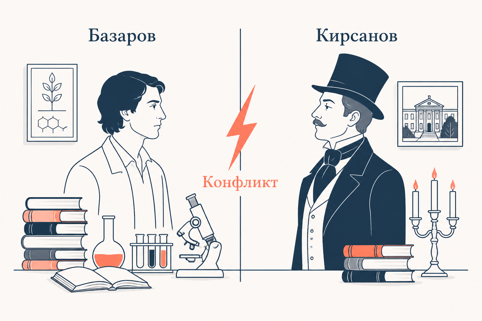 Базаров и Кирсанов: противостояние идеологий в «Отцах и детях»