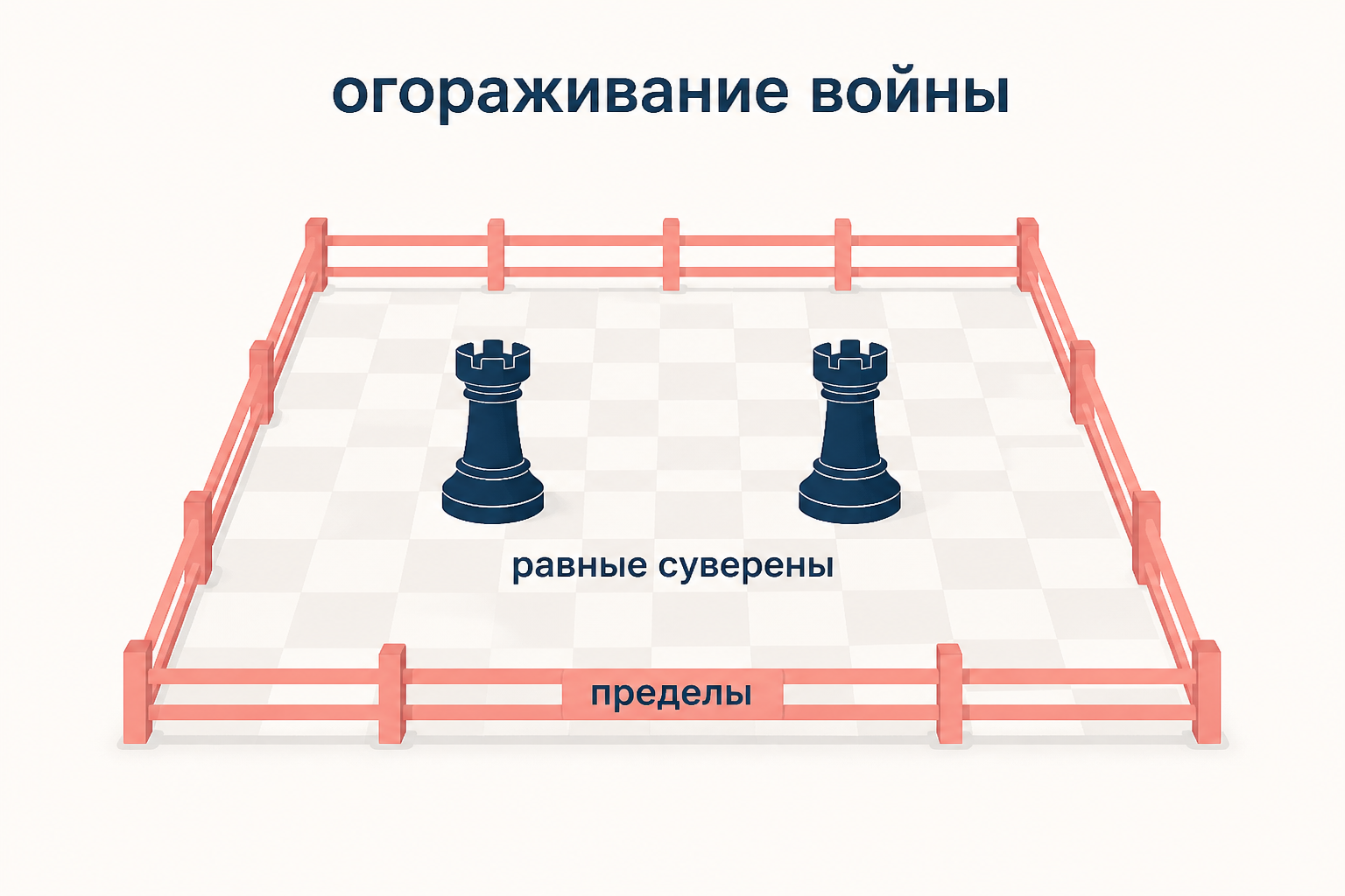 Огороженное поле с двумя одинаковыми ладьями: равные суверены воюют в заданных пределах, как на дуэли по правилам
