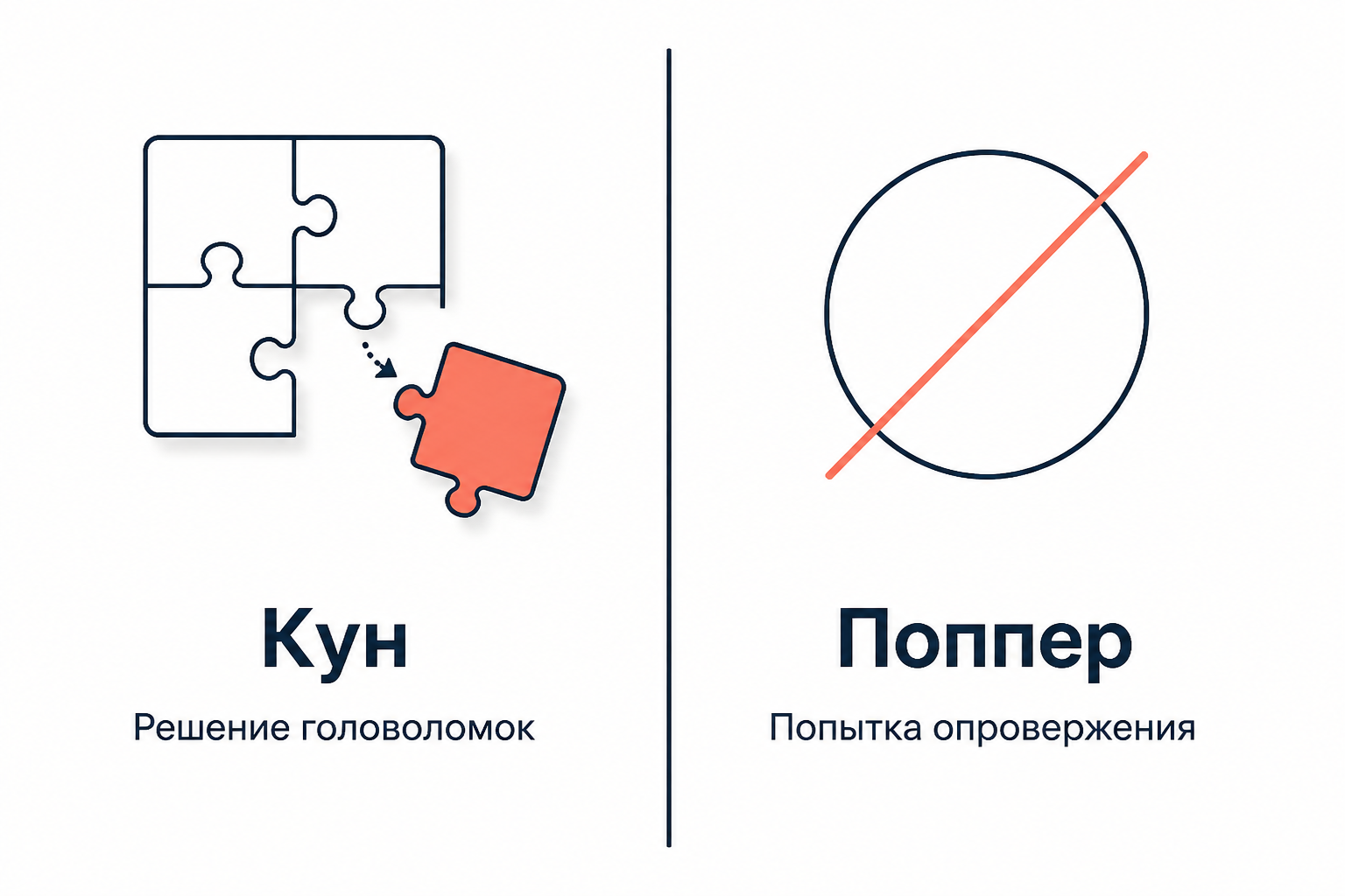 Кун и Поппер о работе учёного: решение головоломок внутри парадигмы против постоянных попыток опровержения