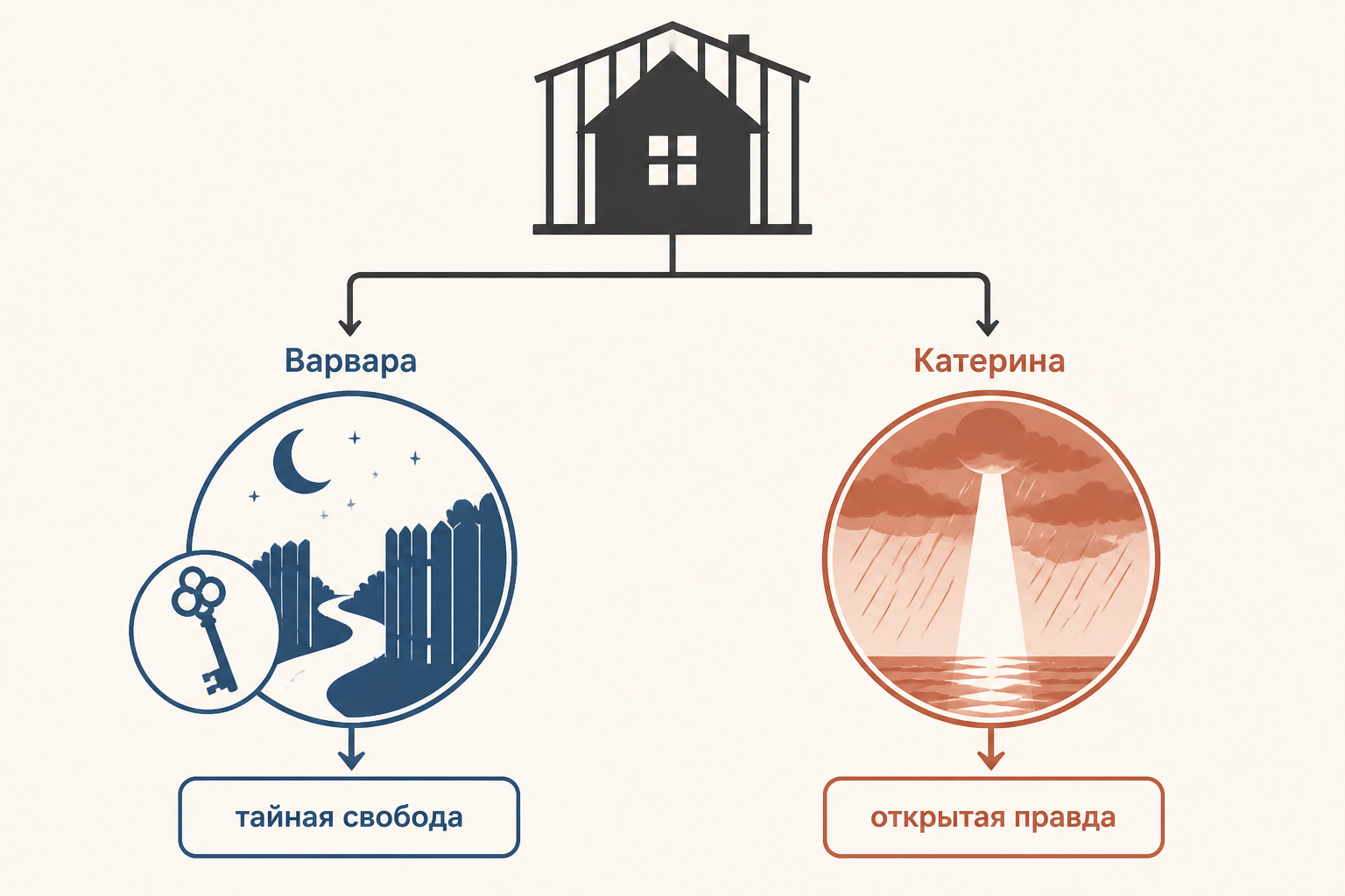 Варвара с ключом у закрытой калитки как образ тайной свободы