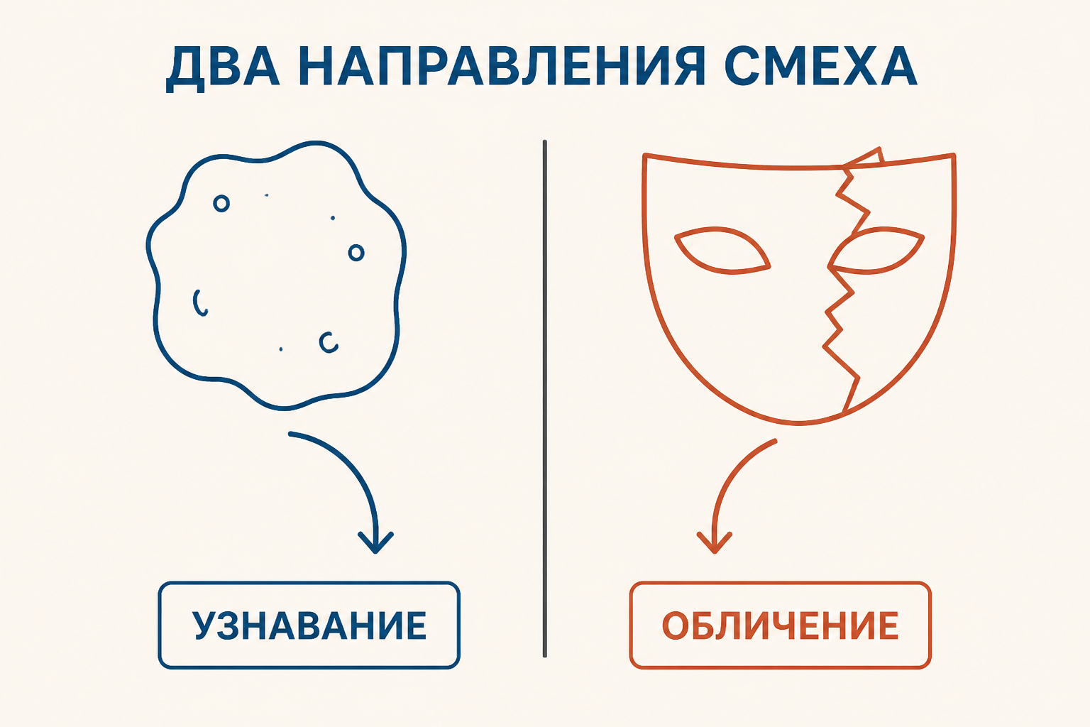 Два направления комического: юмор смягчает несовершенство, сатира направляет смех на общественный порок