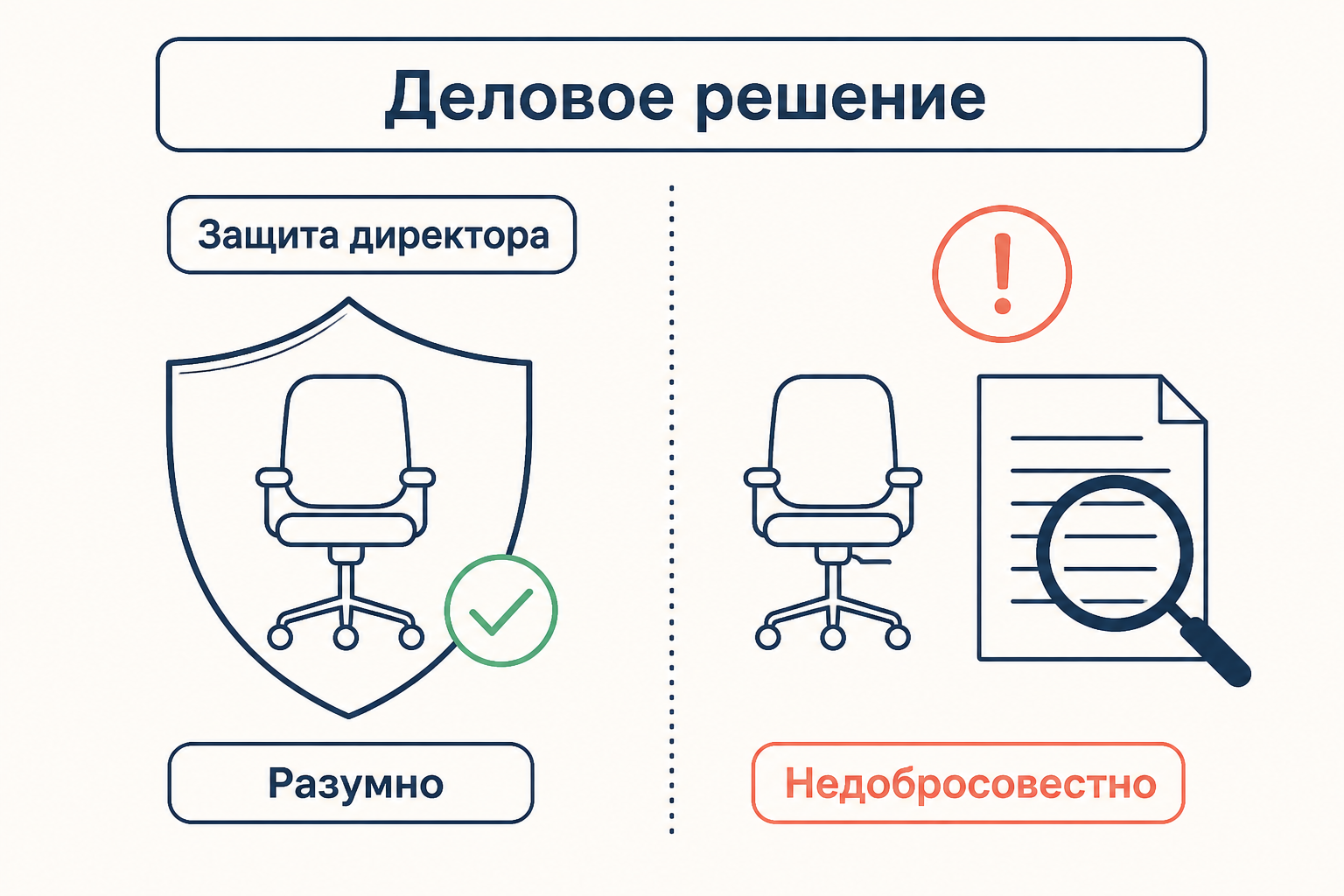 Правило делового решения: разумное и добросовестное решение в зоне предпринимательского риска защищено, недобросовестное или непроверенное решение влечёт ответственность