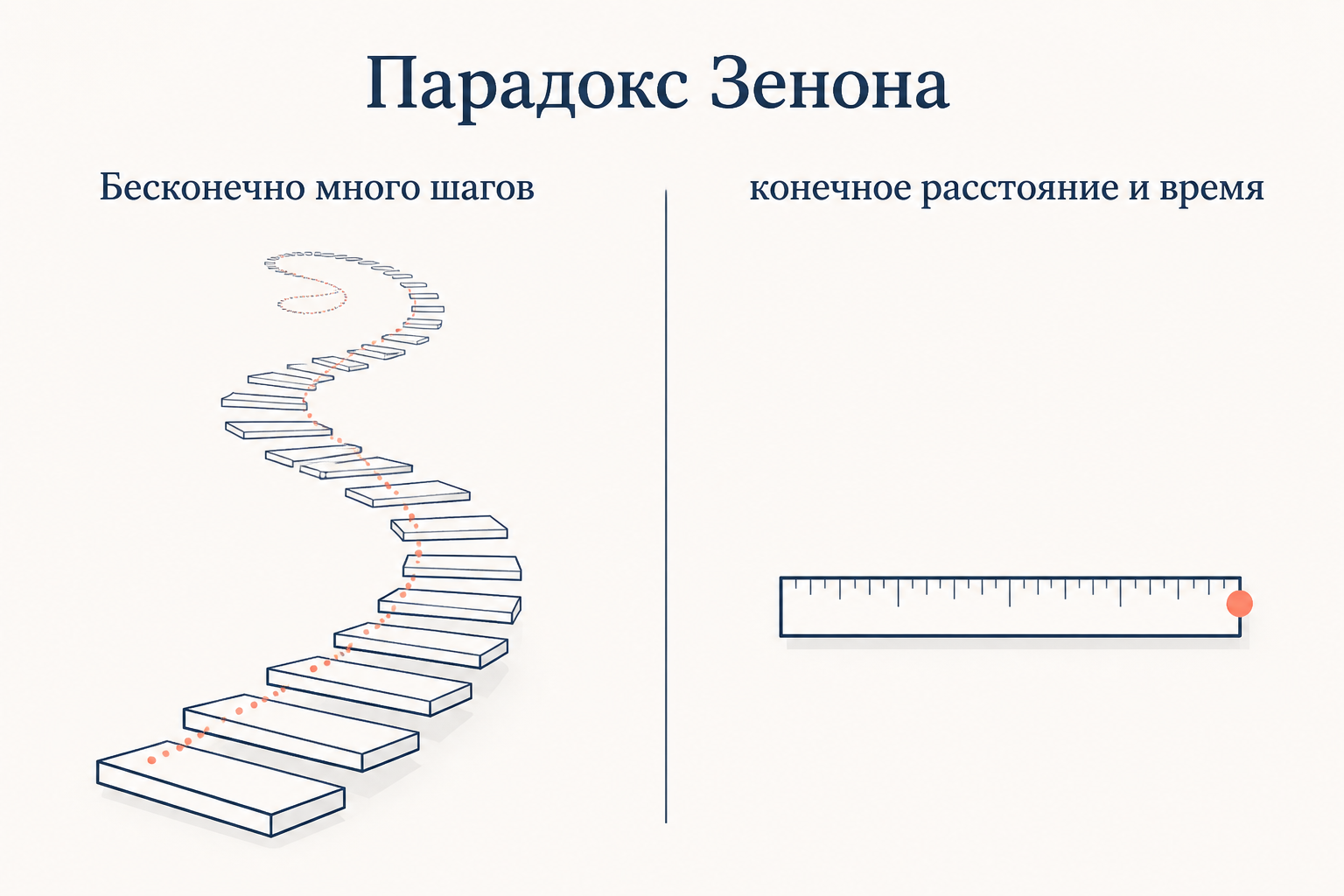 Бесконечное число шагов укладывается в конечное расстояние и конечное время