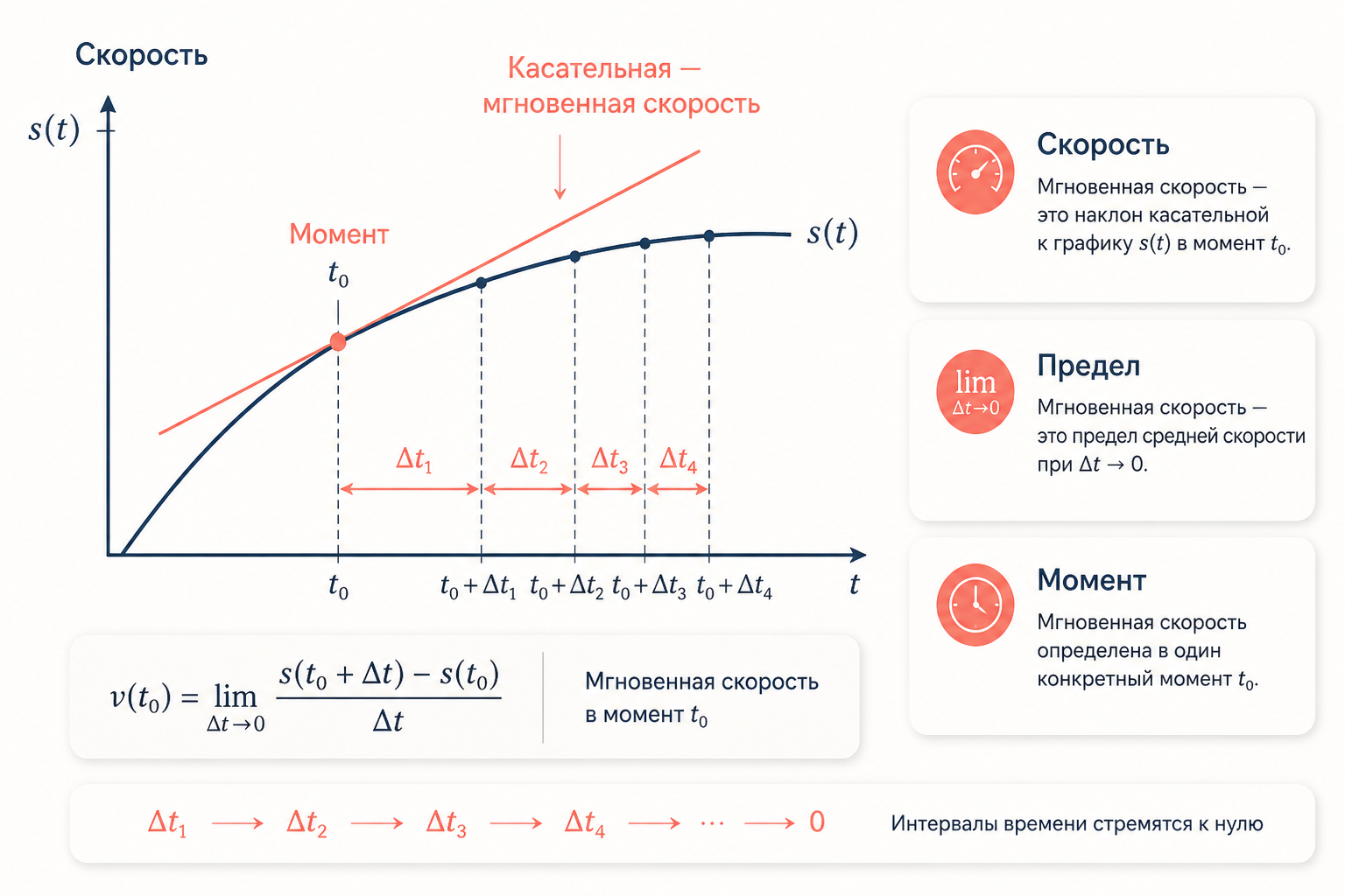 Мгновенная скорость как предел: от интервала к мгновению