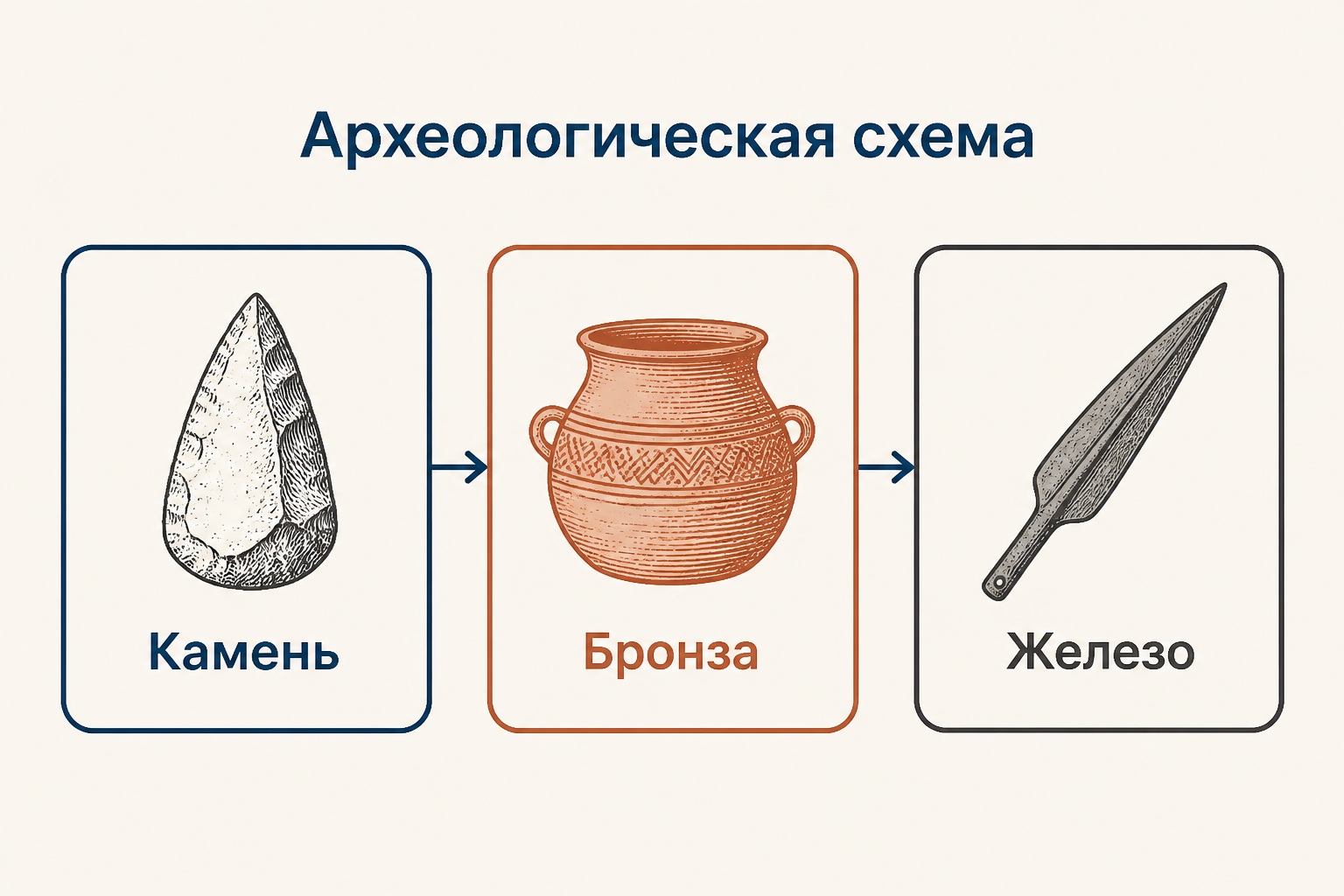 Три археологических критерия: камень, бронза и железо