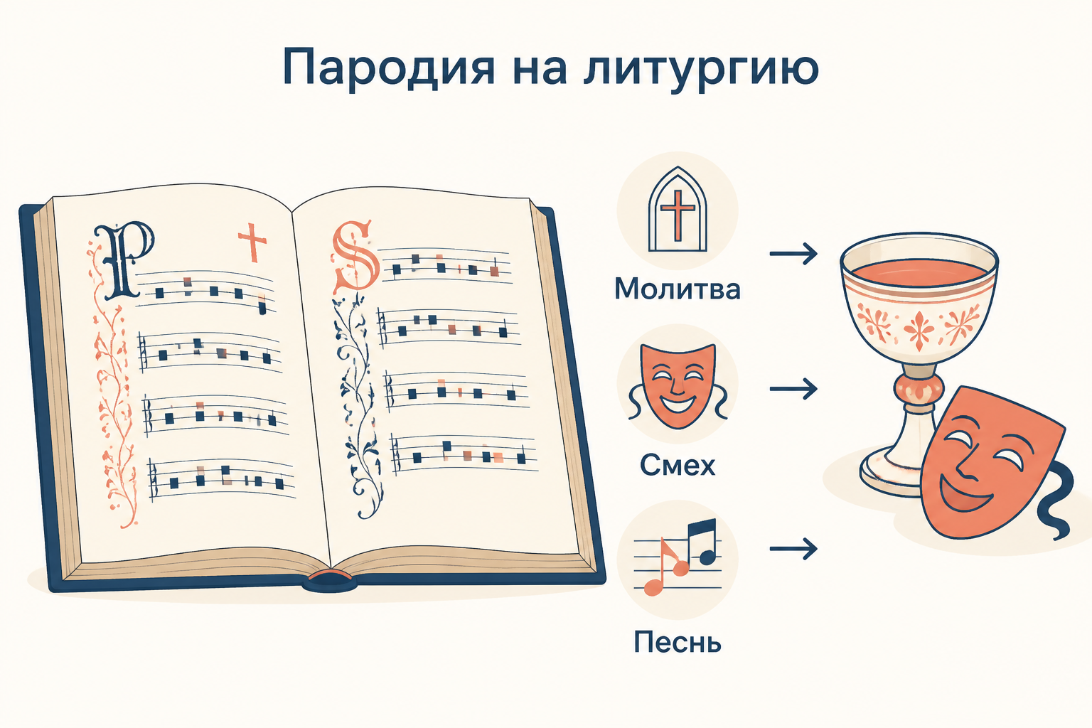 Пародия на литургию: молитвенная форма, смех и песенное переворачивание