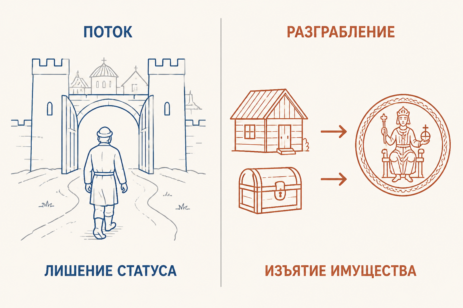 Два элемента кары: потеря статуса и изъятие имущества