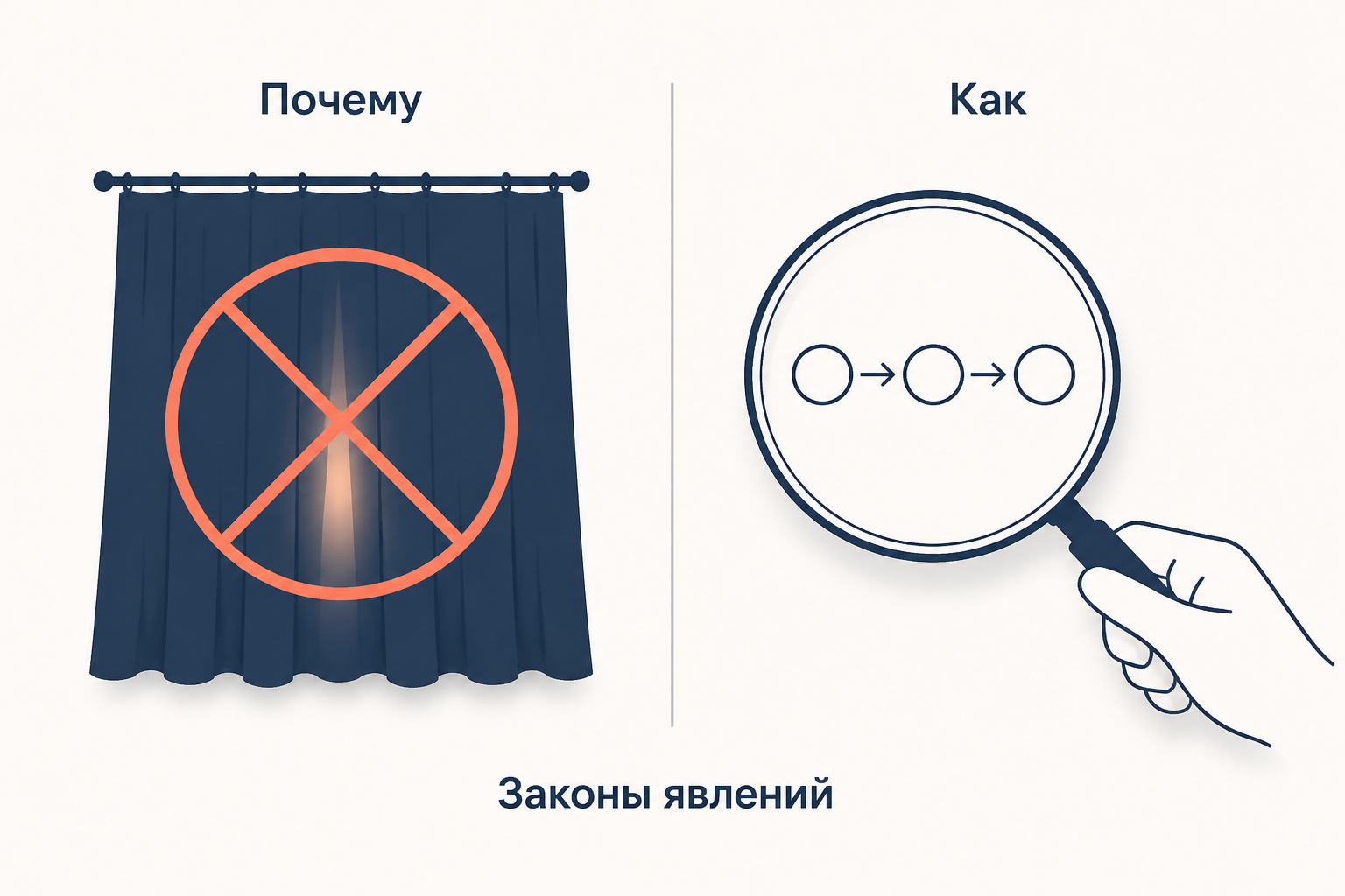 Отказ от вопроса «почему» в пользу вопроса «как»: вместо скрытой сущности за занавесом наука описывает повторяющуюся связь явлений