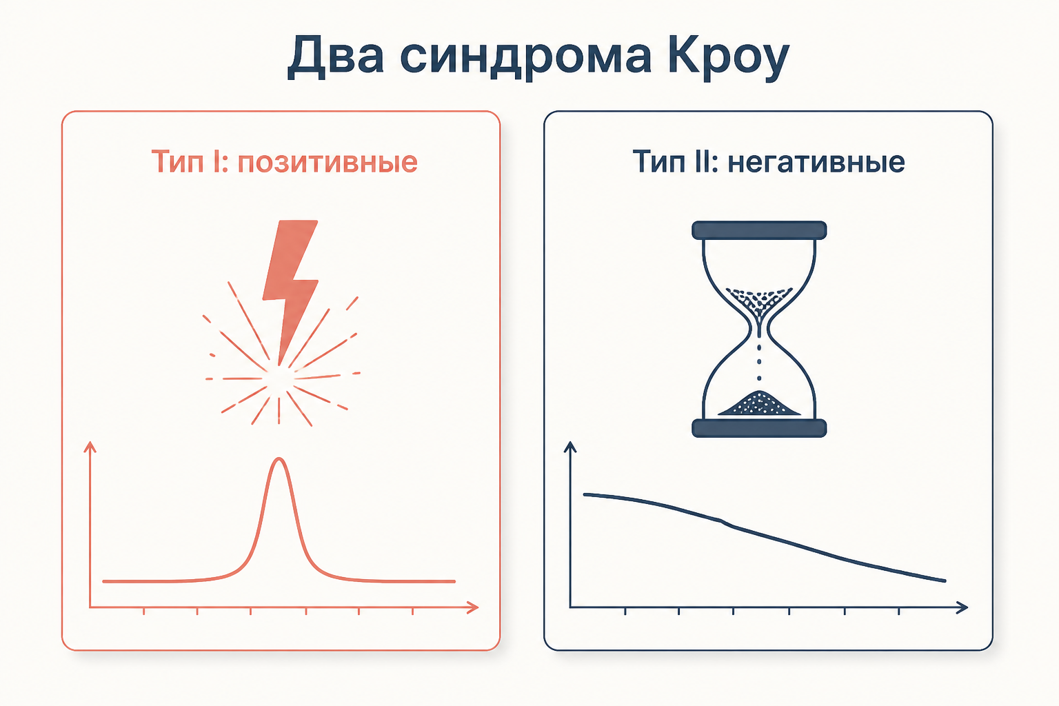 Два синдрома Кроу: тип I с острыми преходящими эпизодами и тип II с хроническим течением