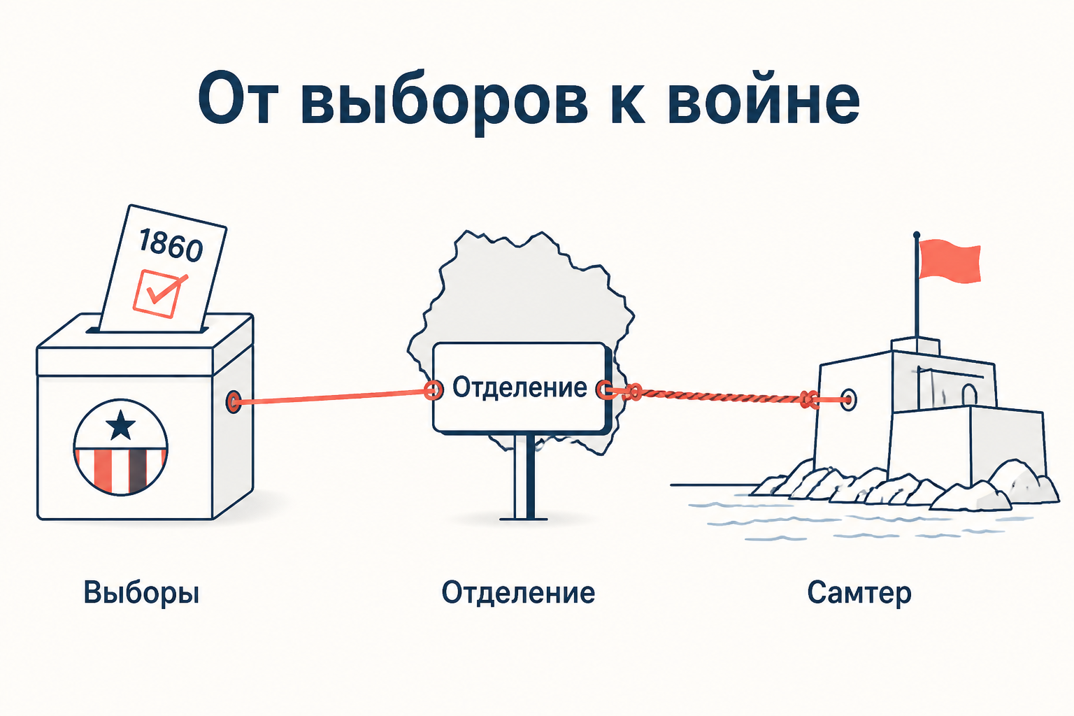 Цепочка от выборов 1860 года к отделению и форту Самтер