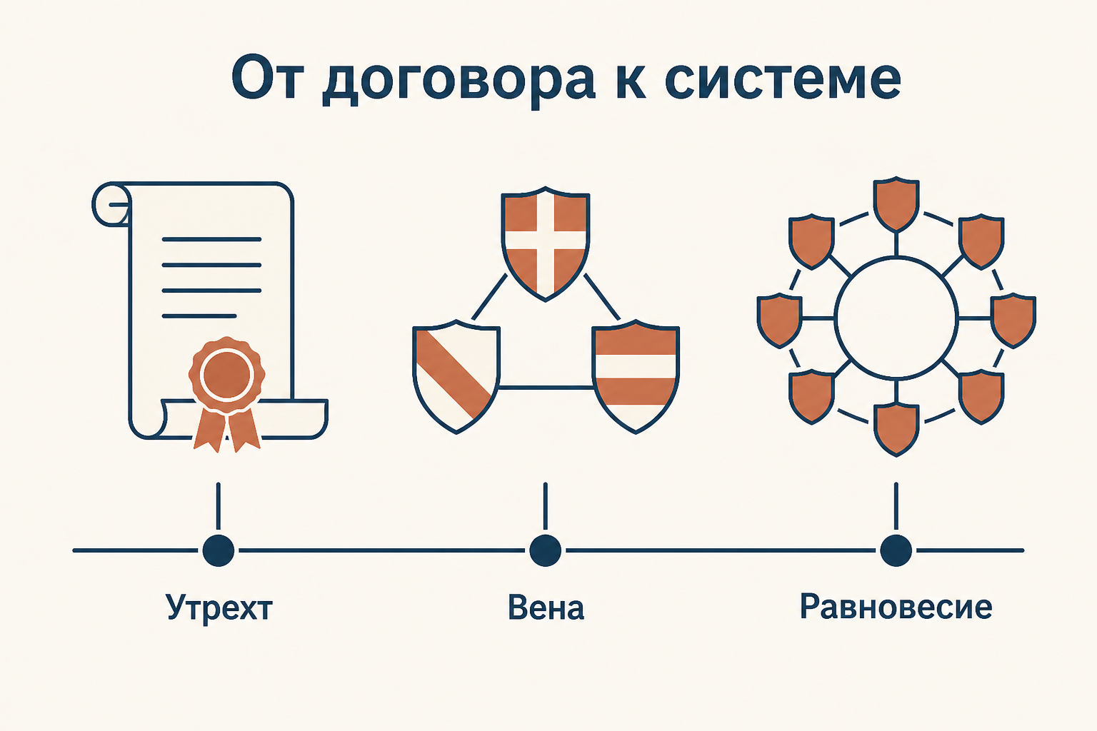 Схема перехода от Утрехтского договора к Венской системе и принципу равновесия
