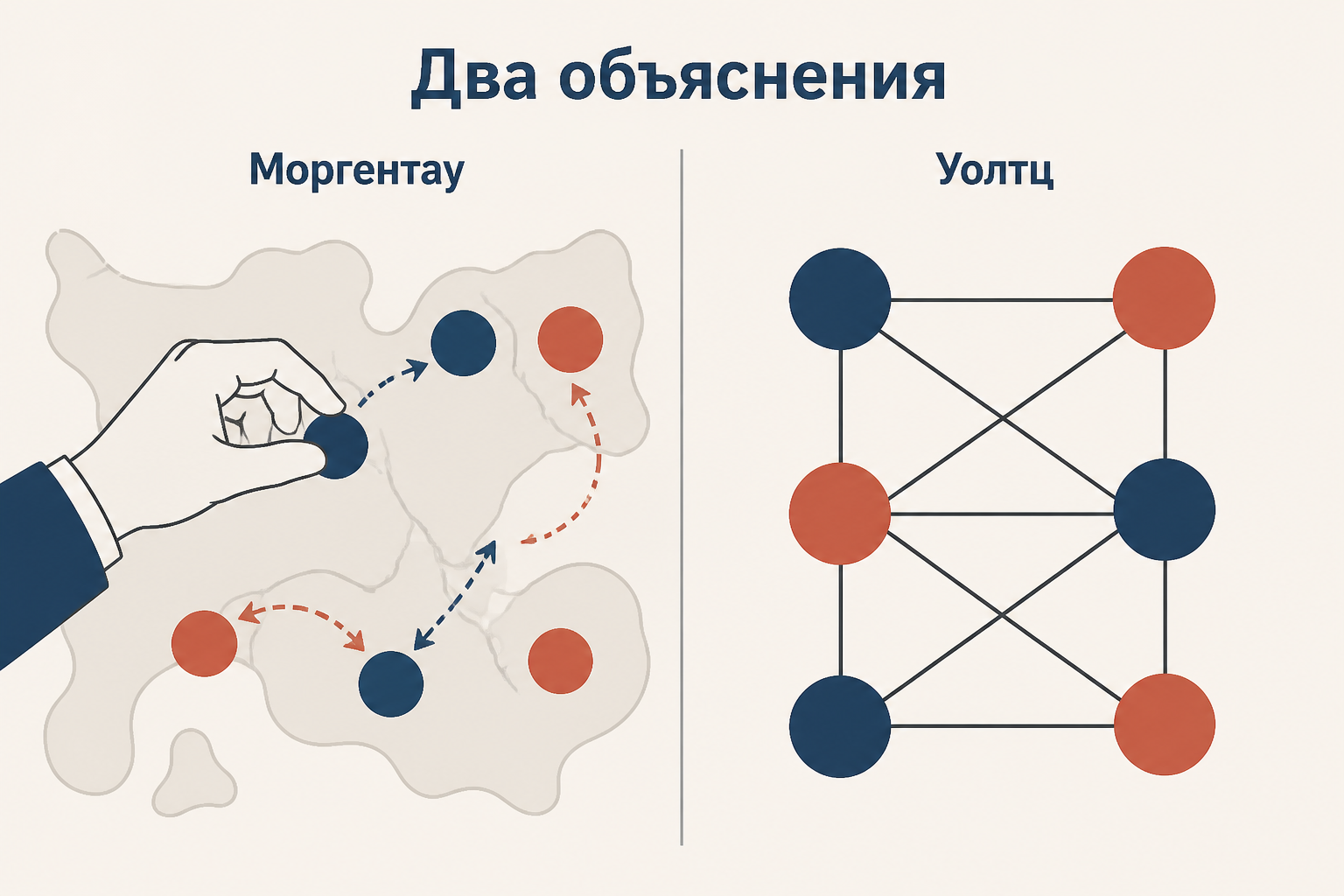 Сравнение человеческого и структурного объяснения баланса сил у Моргентау и Уолтца