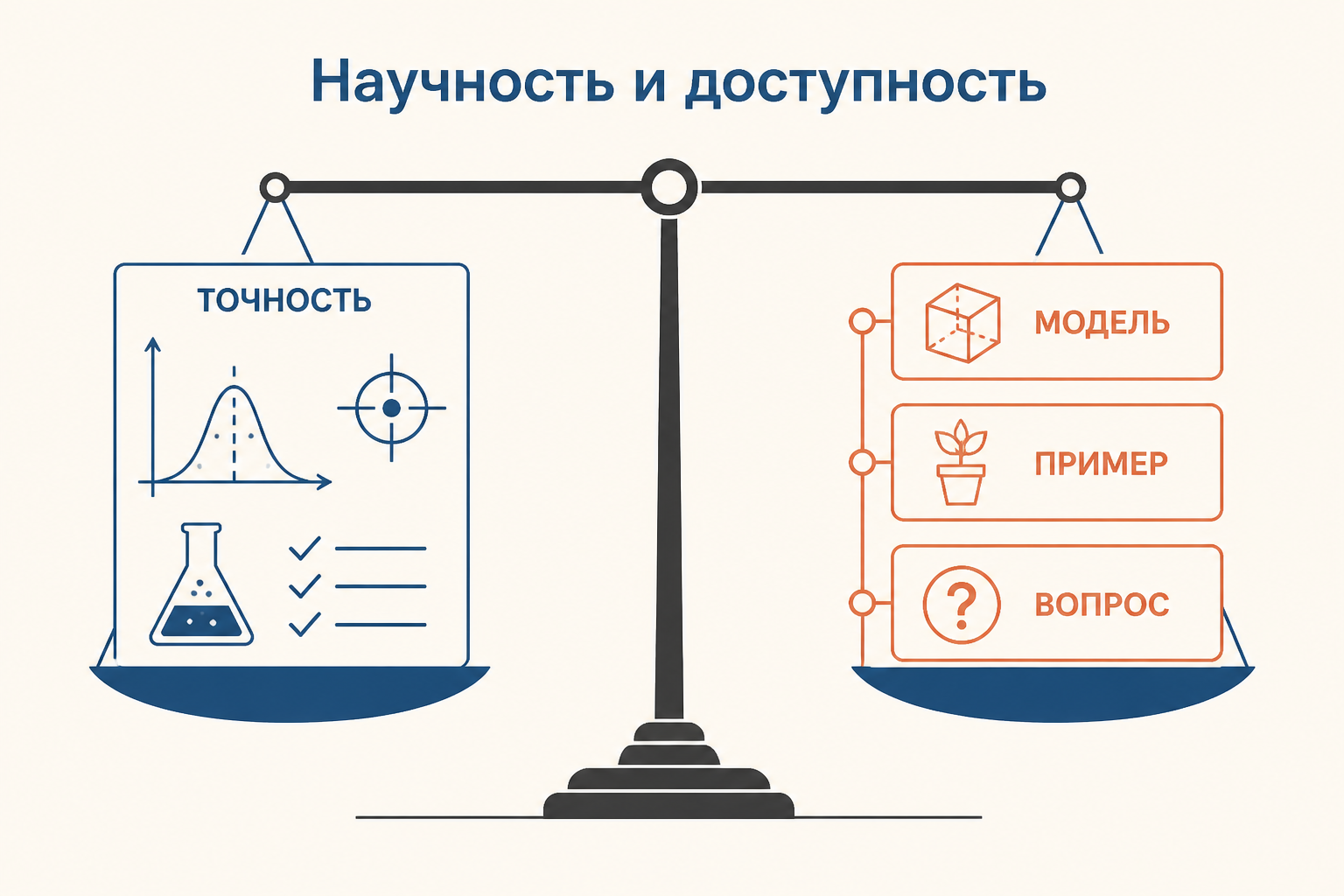 Соотношение научной точности и доступного маршрута объяснения
