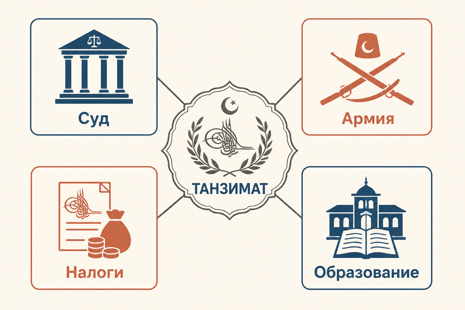 Схема четырёх направлений государственной перестройки Танзимата