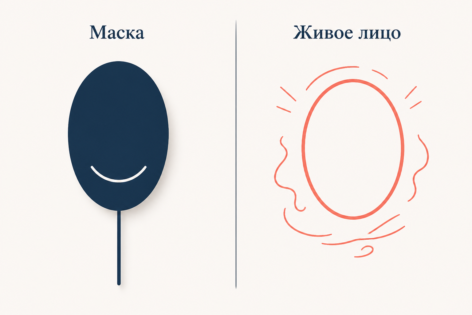 Сопоставление: застывшая маска светского приличия и подвижное живое лицо