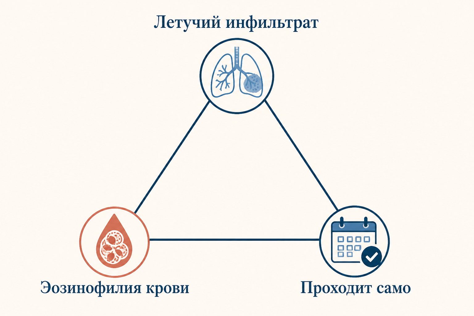 Диагностическая триада синдрома Леффлера на схеме