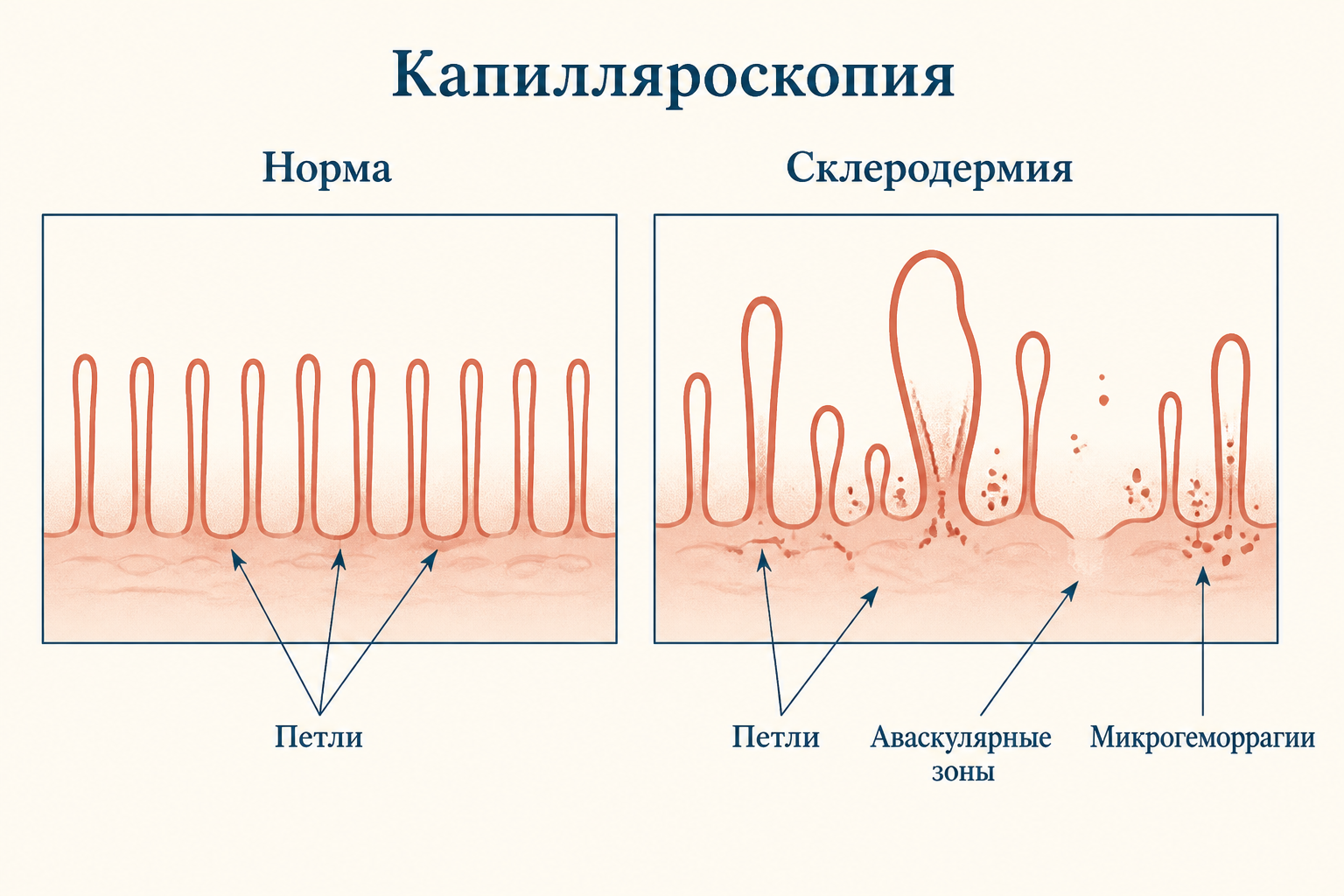 Капилляроскопия: норма и аномалии при вторичном феномене Рейно